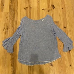 Finley  XL long sleeve Blue linen top